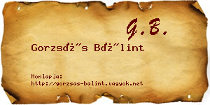 Gorzsás Bálint névjegykártya